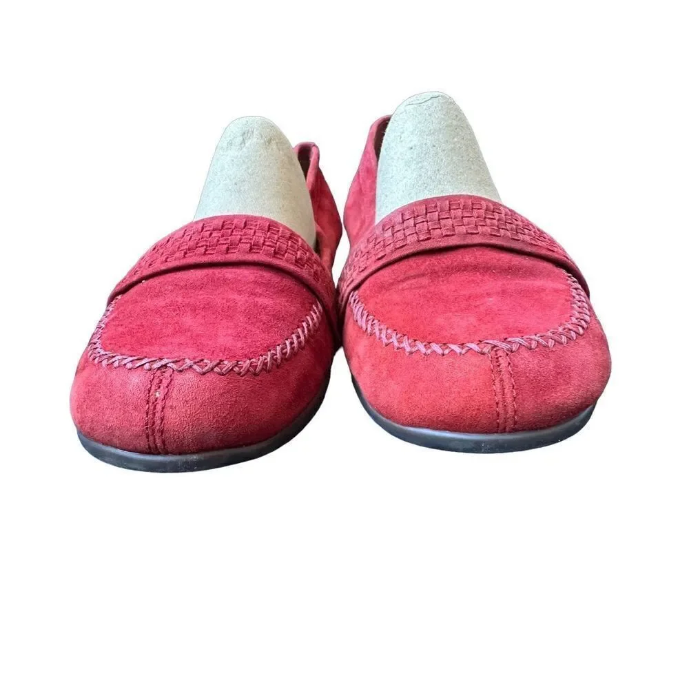 Aerosoles Red Suede Slip On Loafers